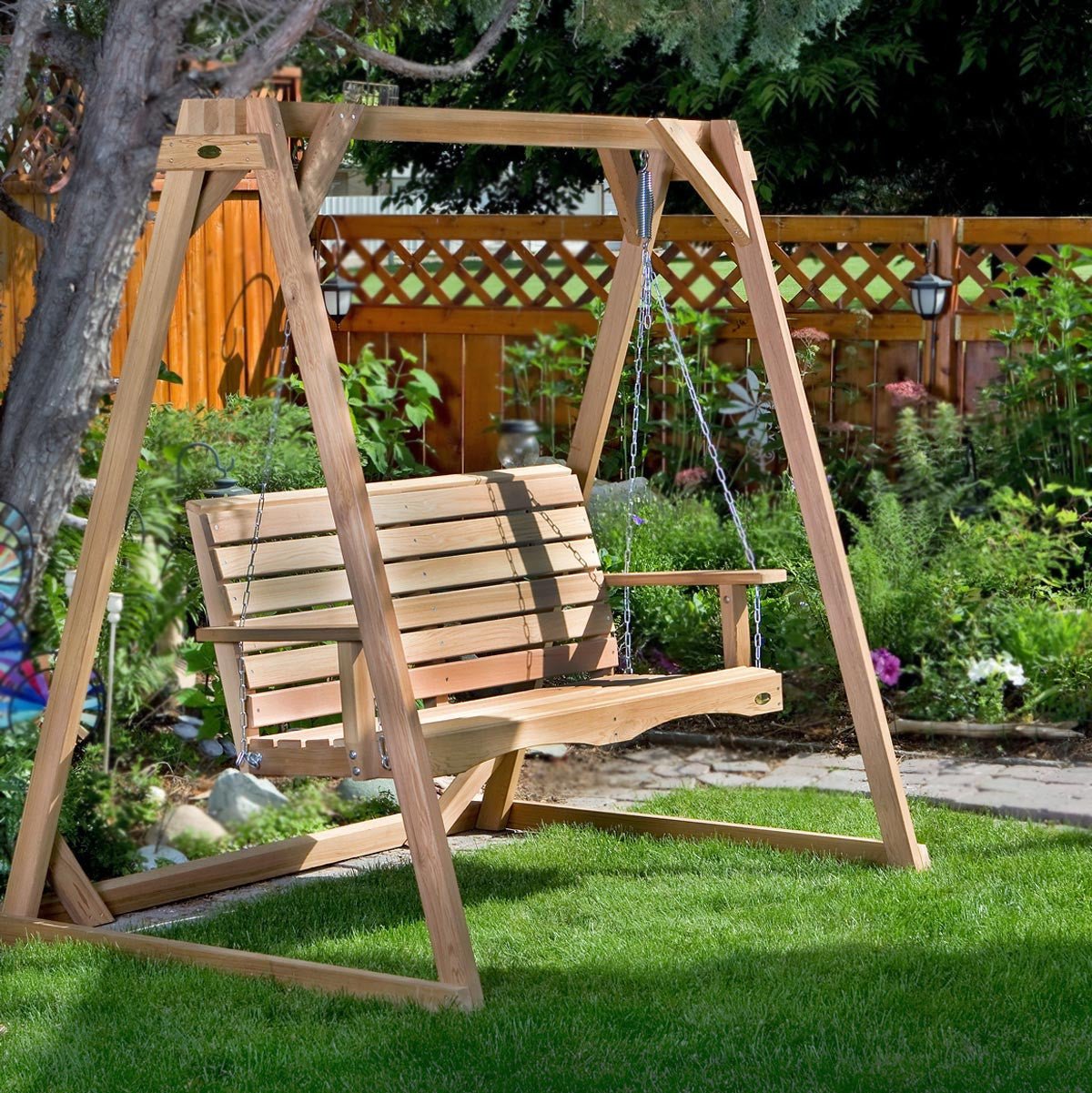 6' Cedar Hanging Garden Swing & Frame | Eartheasy.com