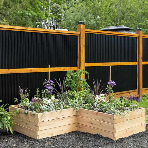 Classic Natural Cedar L-Shaped Raised Garden Beds Classic Natural Cedar L-Shaped Raised Garden Beds