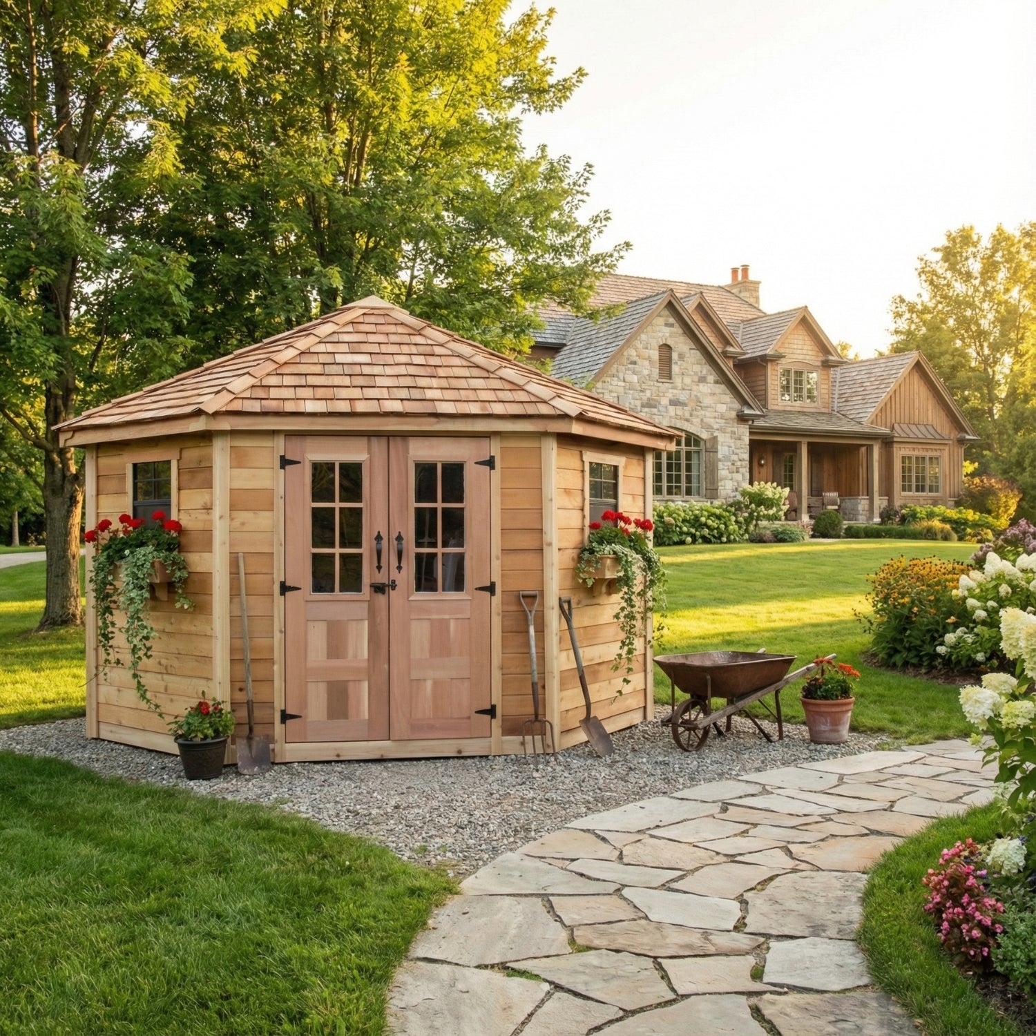 9' x 9' Western Red Cedar Penthouse Shed - Eartheasy