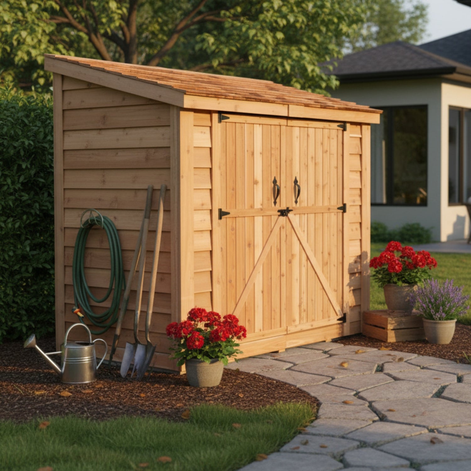 SpaceSaver Double Door Outdoor Storage Shed 8' x 4' - Eartheasy