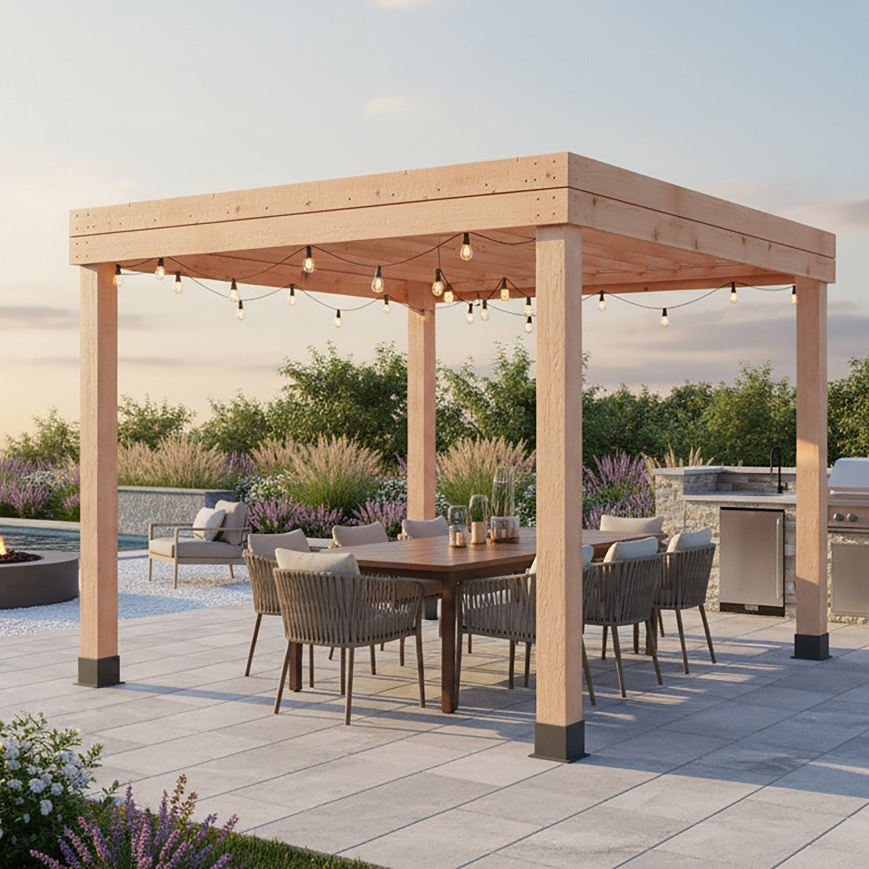10' x 10' Western Red Cedar Urban Escape Pergola option3