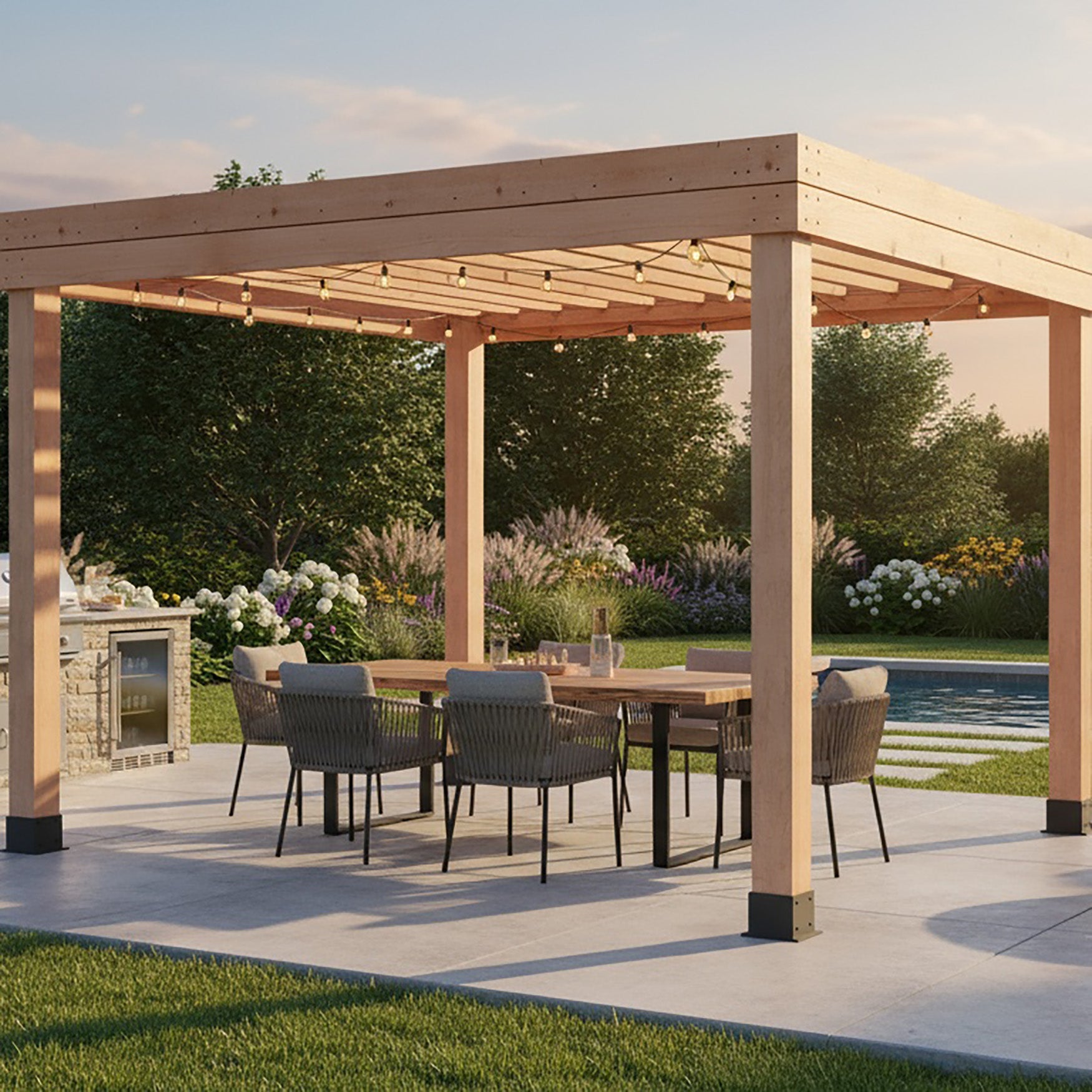 10' x 10' Western Red Cedar Urban Escape Pergola option3
