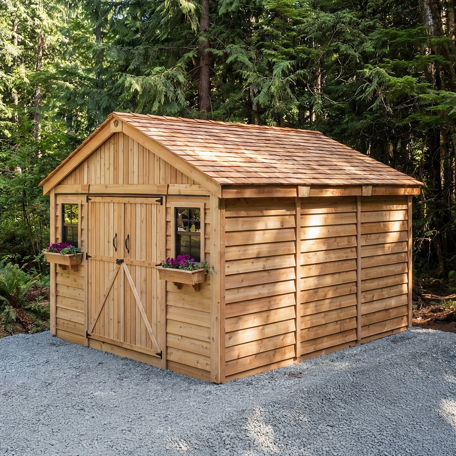12' x 12' Space Master Cedar Storage Shed Cedar Shingle Roof