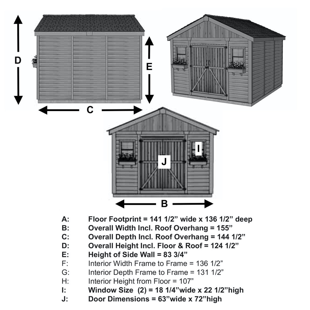 12' x 12' Space Master Cedar Storage Shed Cedar Shingle Roof