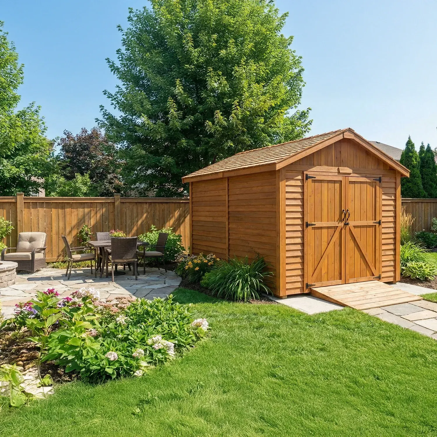 12' x 12' Space Master Cedar Storage Shed Cedar Shingle Roof