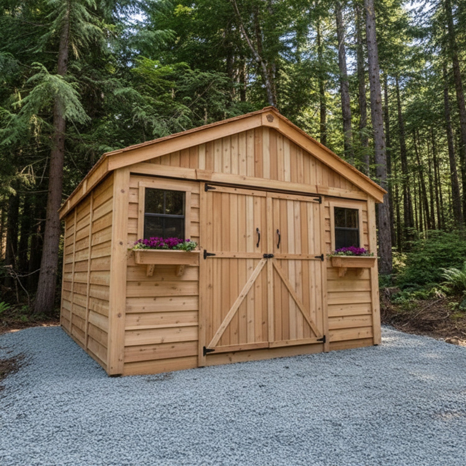 12' x 12' Space Master Cedar Storage Shed Cedar Shingle Roof