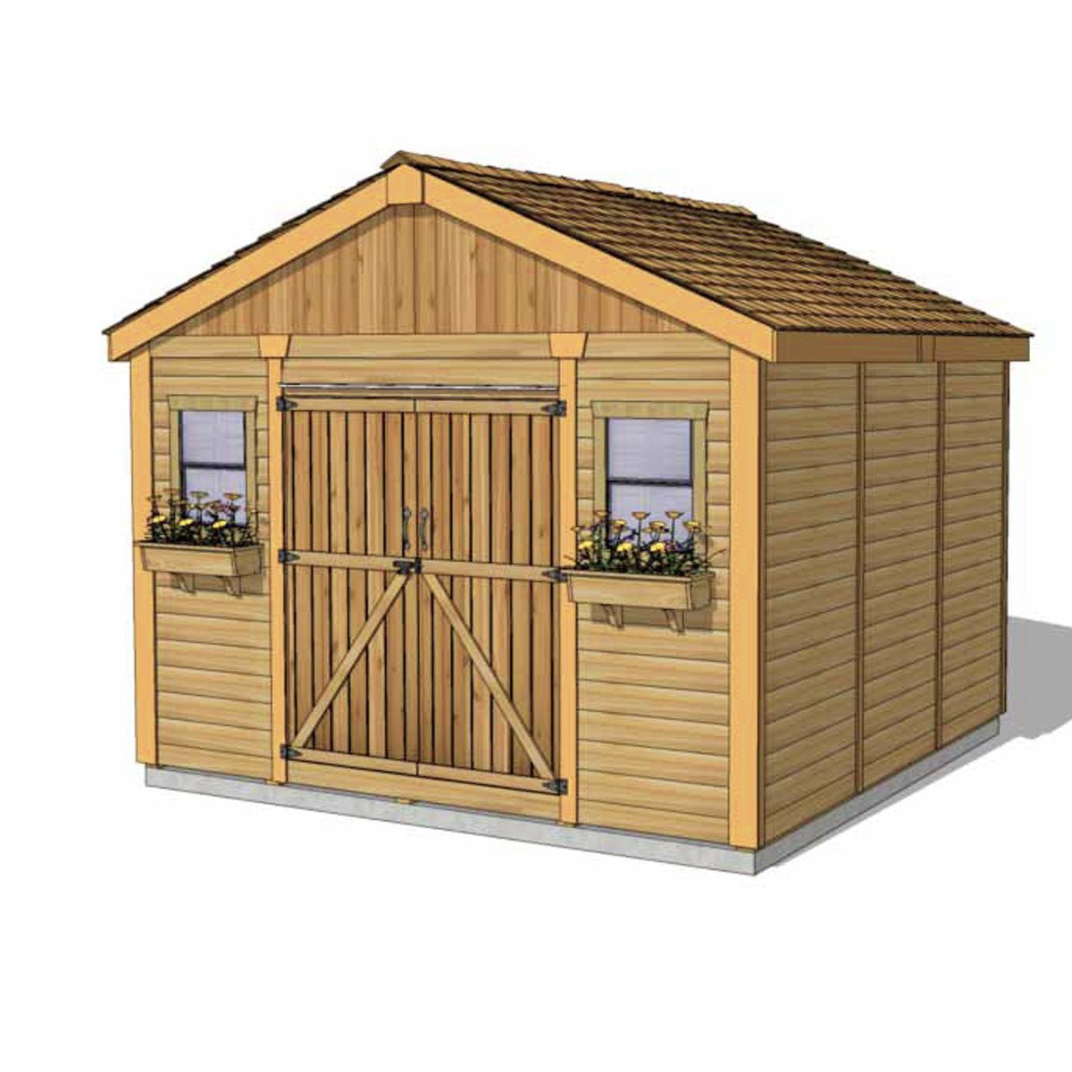 12' x 12' Space Master Cedar Storage Shed Cedar Shingle Roof