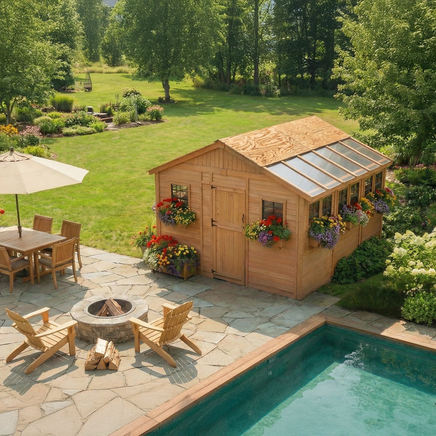 12' x 12' SunShed Garden Shed Cedar Shingle Roof