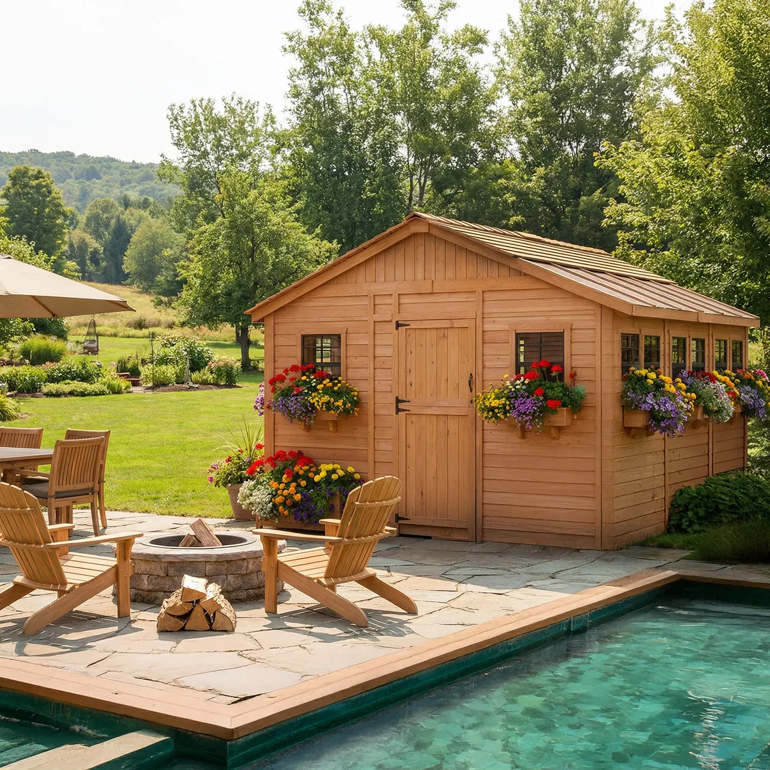 12' x 12' SunShed Garden Shed Cedar Shingle Roof
