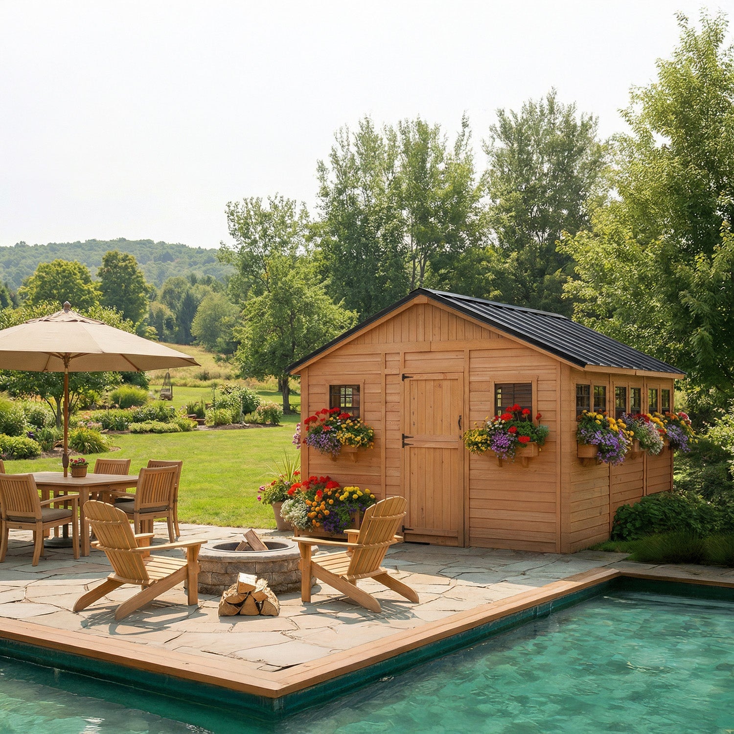 12' x 12' SunShed Garden Shed Cedar Shingle Roof