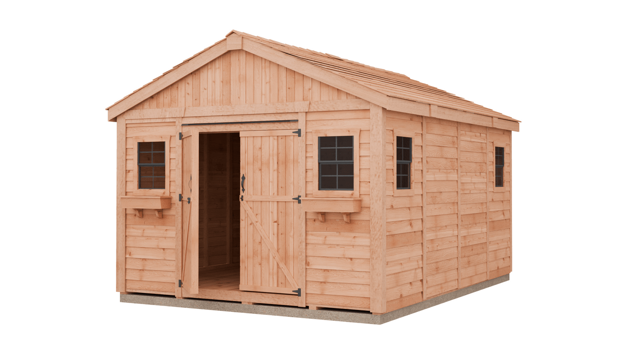 12' x 16' Space Master Cedar Storage Shed Cedar Shingle Roof