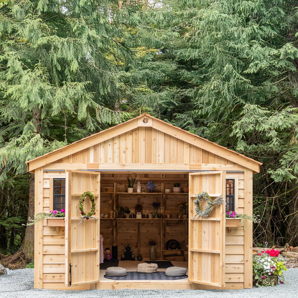 12' x 16' Space Master Cedar Storage Shed Cedar Shingle Roof