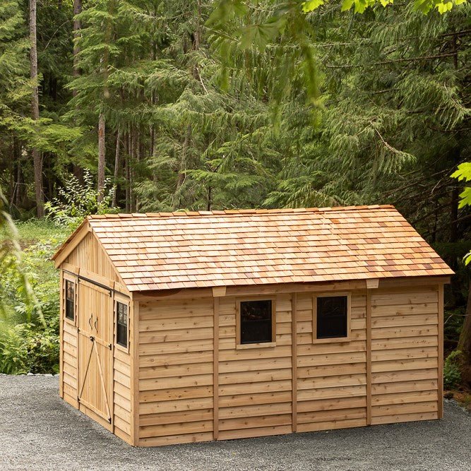 12' x 16' Space Master Cedar Storage Shed Cedar Shingle Roof
