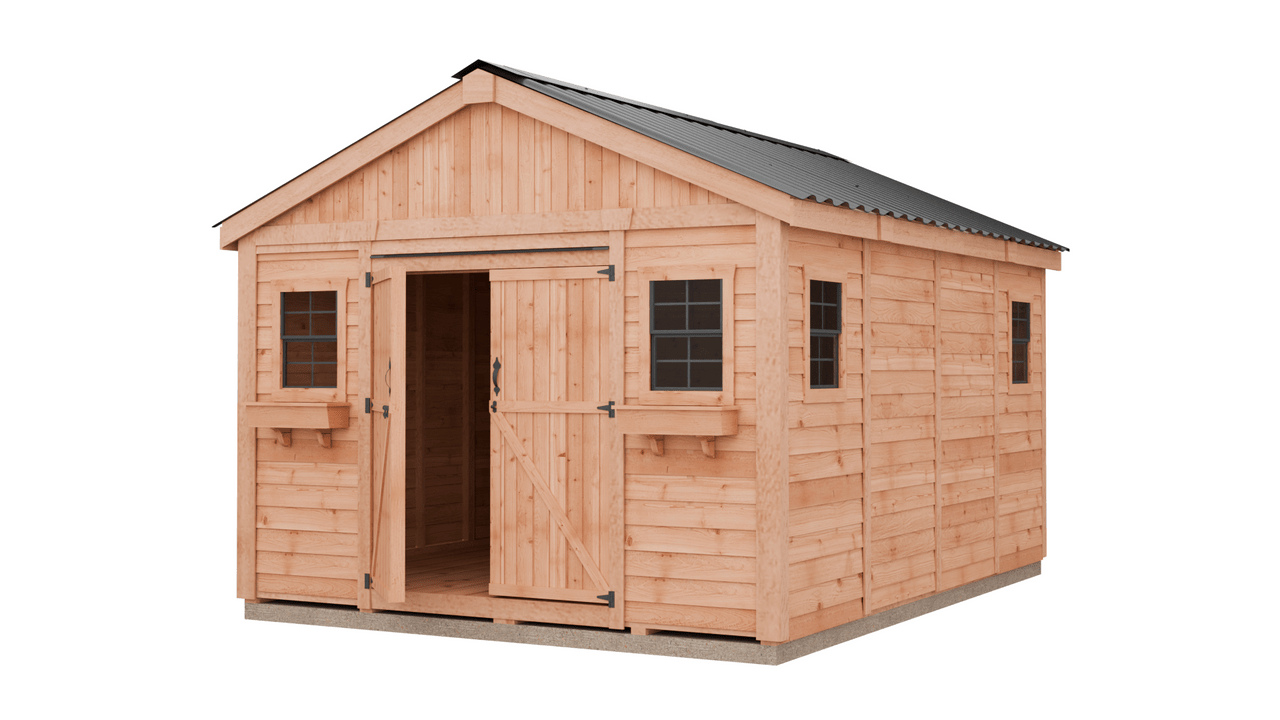 12' x 16' Space Master Cedar Storage Shed Cedar Shingle Roof