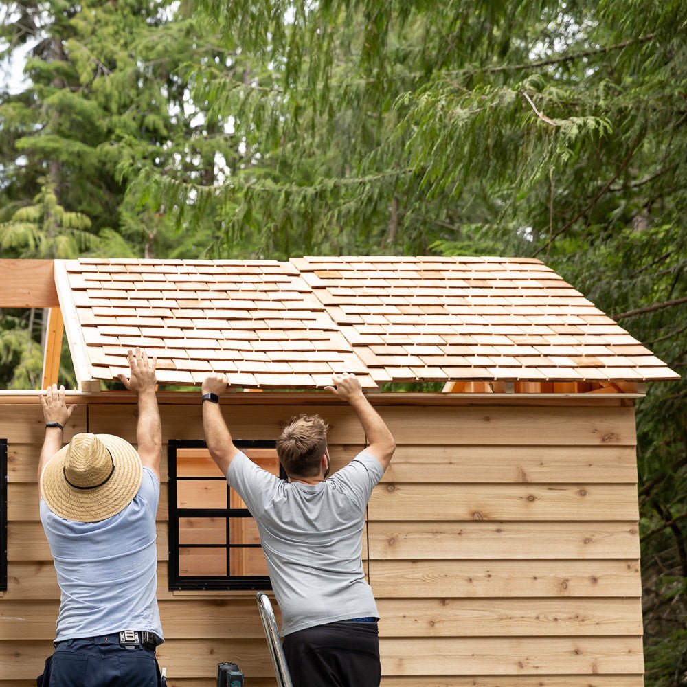 12' x 16' Space Master Cedar Storage Shed Cedar Shingle Roof