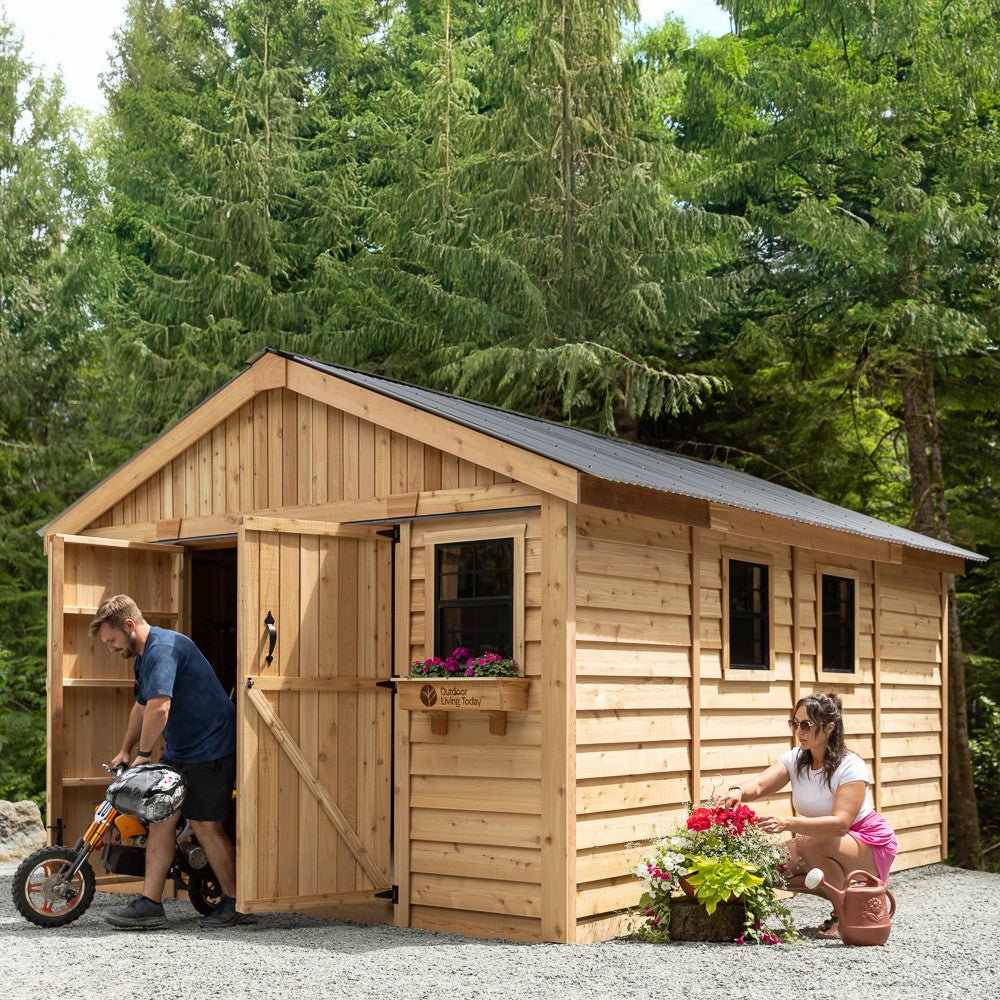 12' x 16' Space Master Cedar Storage Shed Cedar Shingle Roof