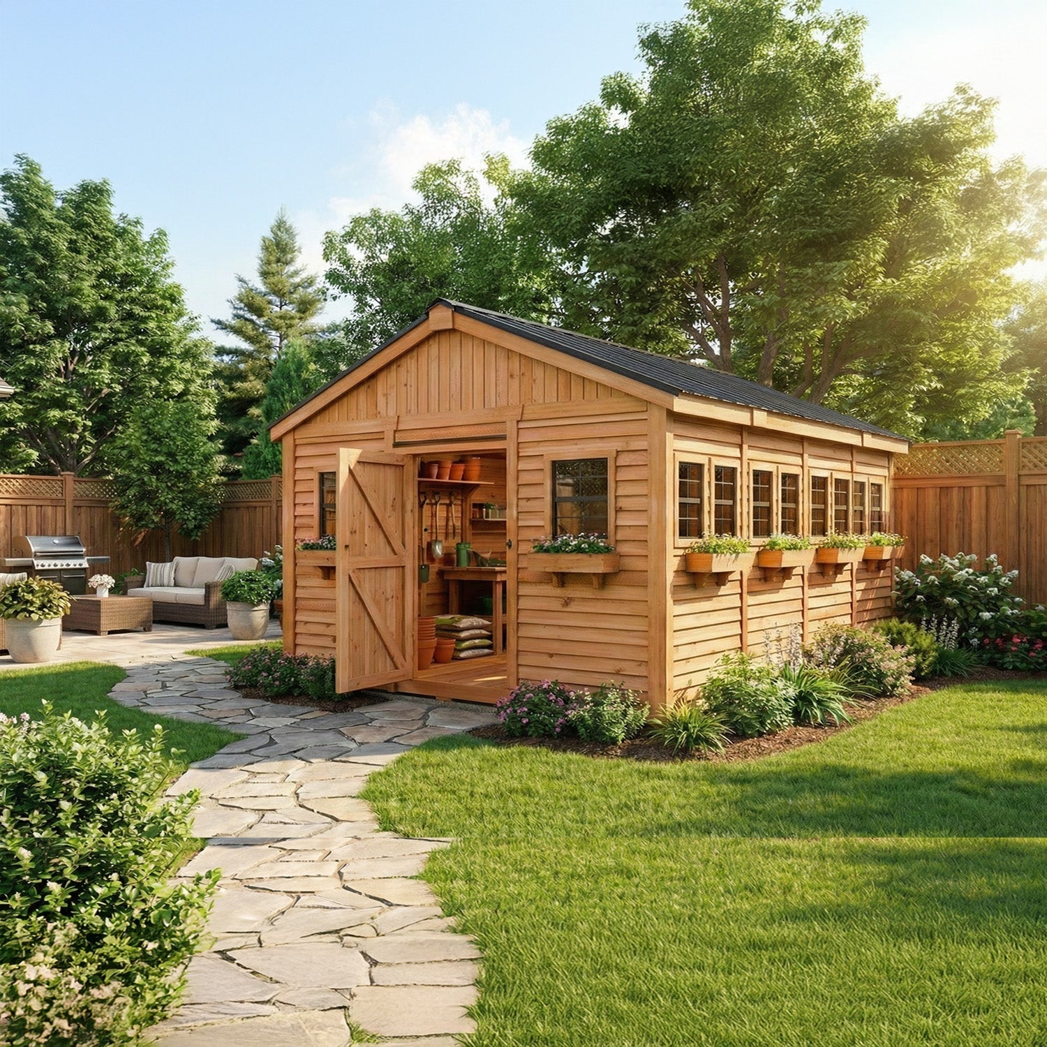 12' x 16' SunShed Garden Shed Metal Roof