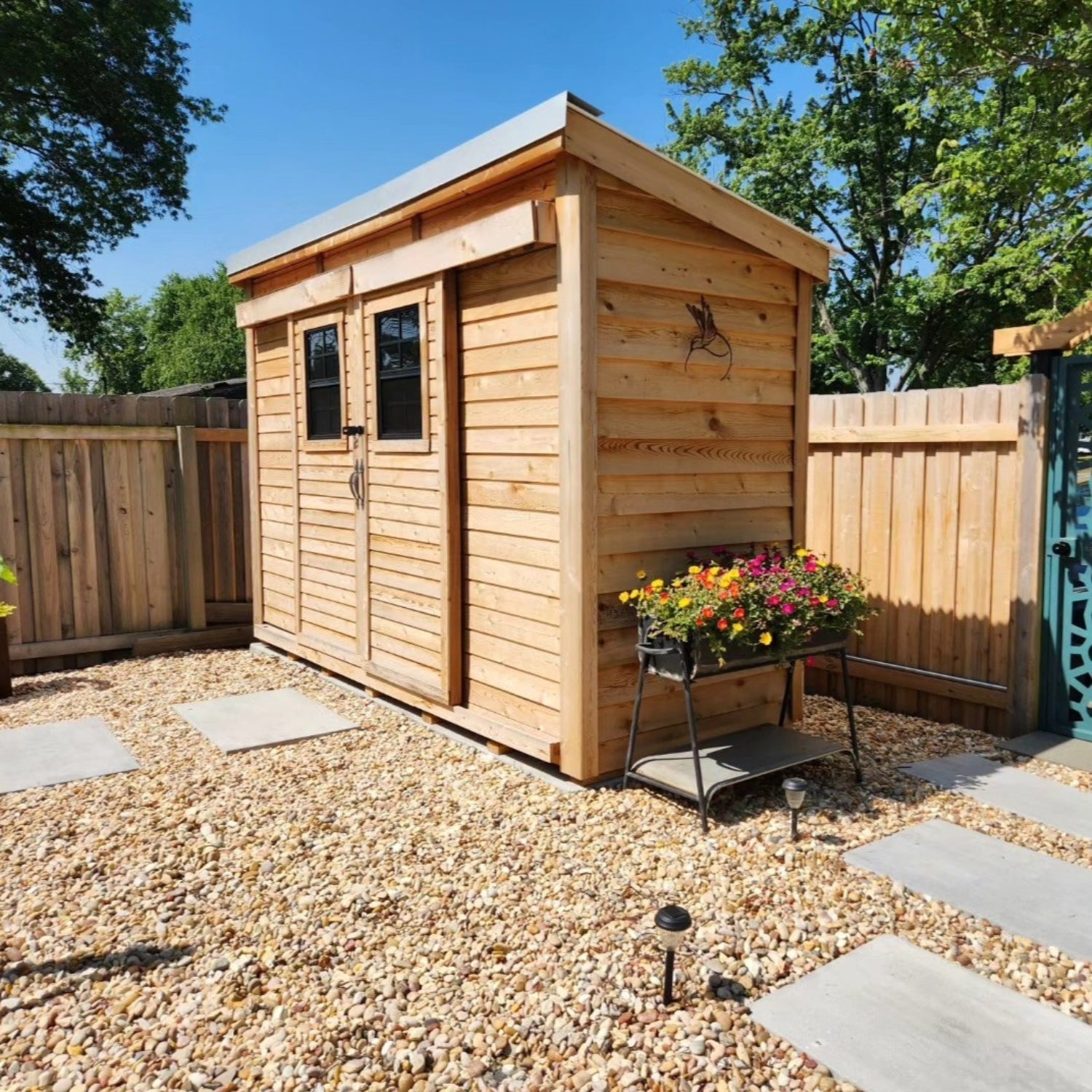 12' x 4' GardenSaver Storage Shed - Sliding Double Doors Cedar Shingle Roof