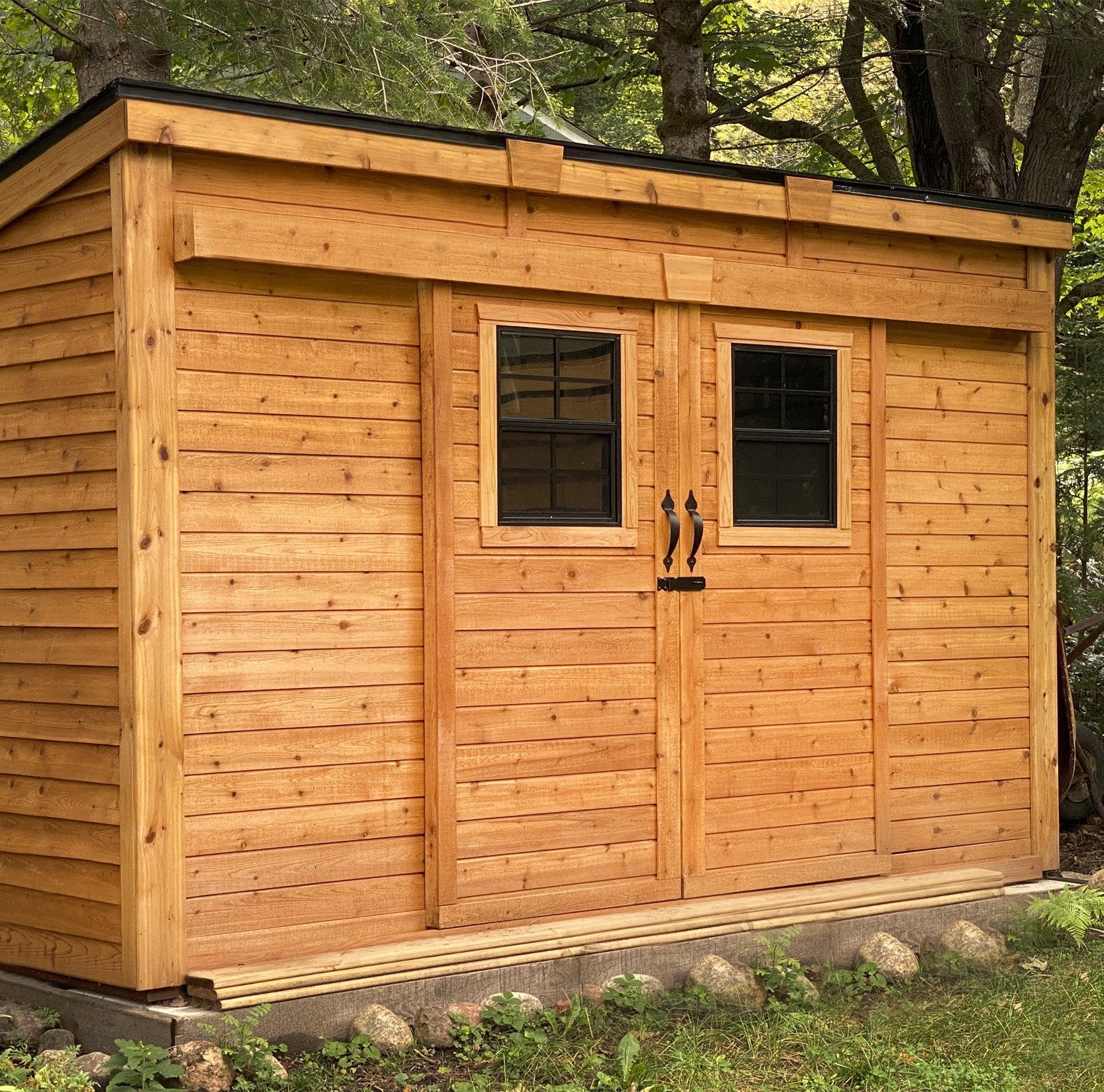 12' x 4' GardenSaver Storage Shed - Sliding Double Doors Cedar Shingle Roof