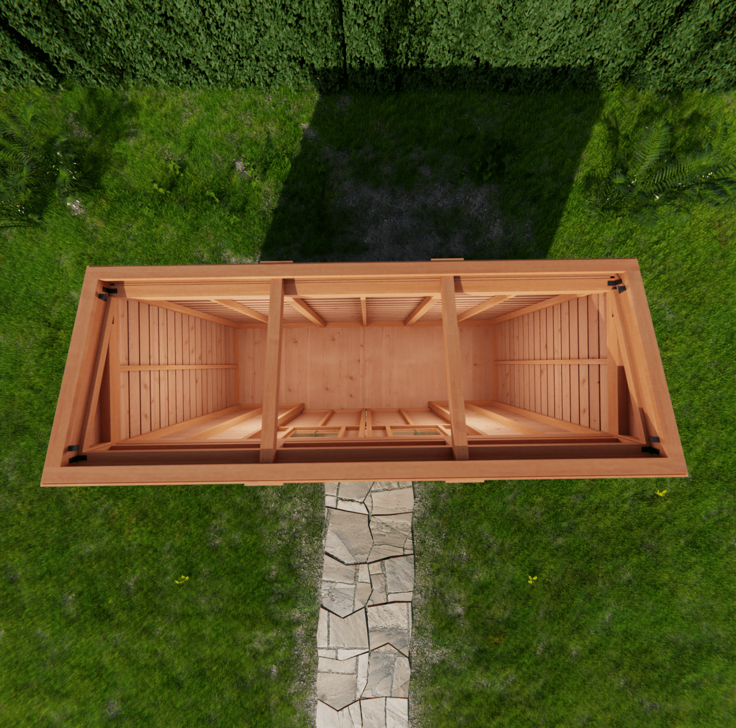 12' x 4' GardenSaver Storage Shed - Sliding Double Doors Cedar Shingle Roof