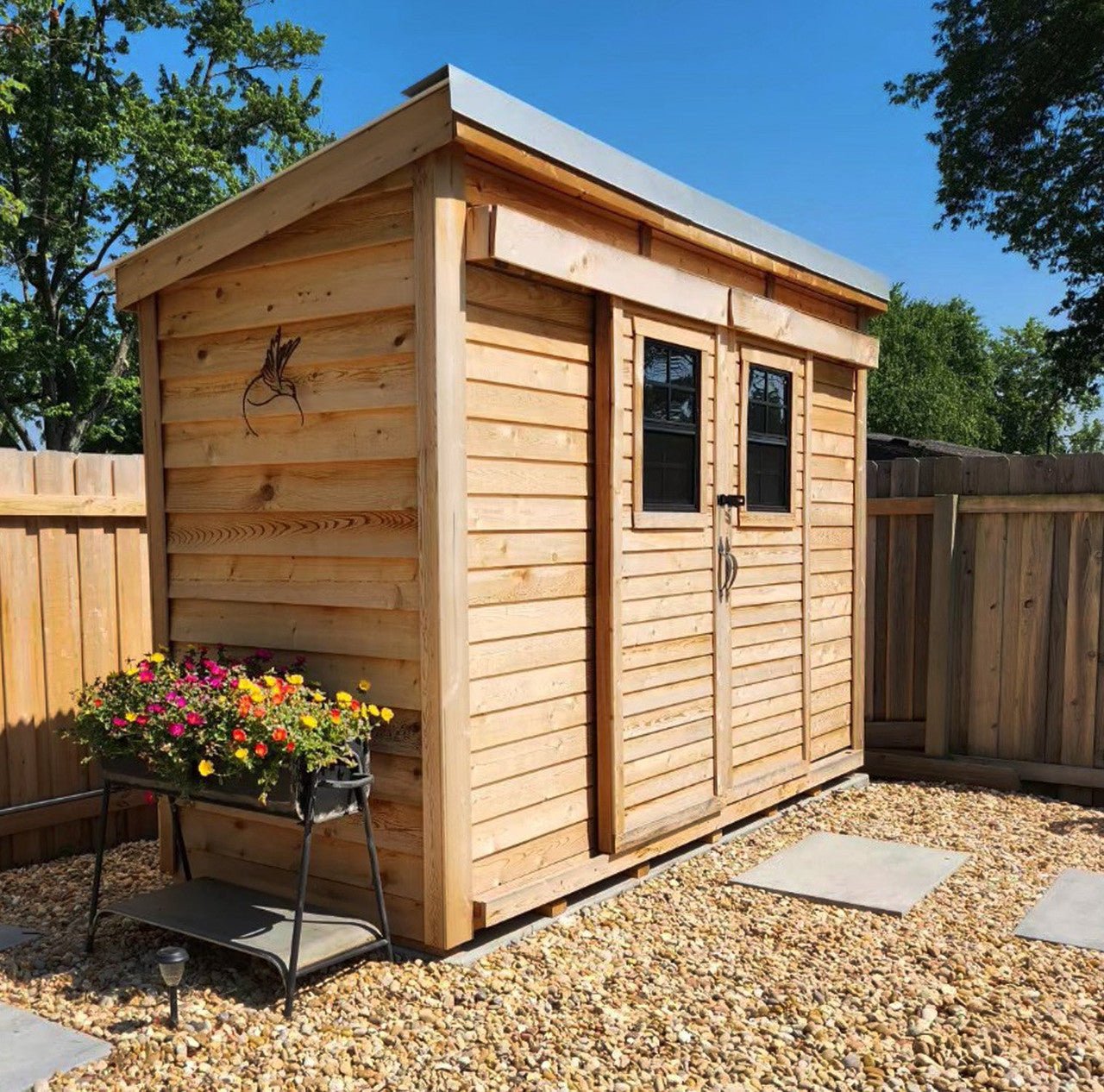 12' x 4' GardenSaver Storage Shed - Sliding Double Doors Cedar Shingle Roof option3