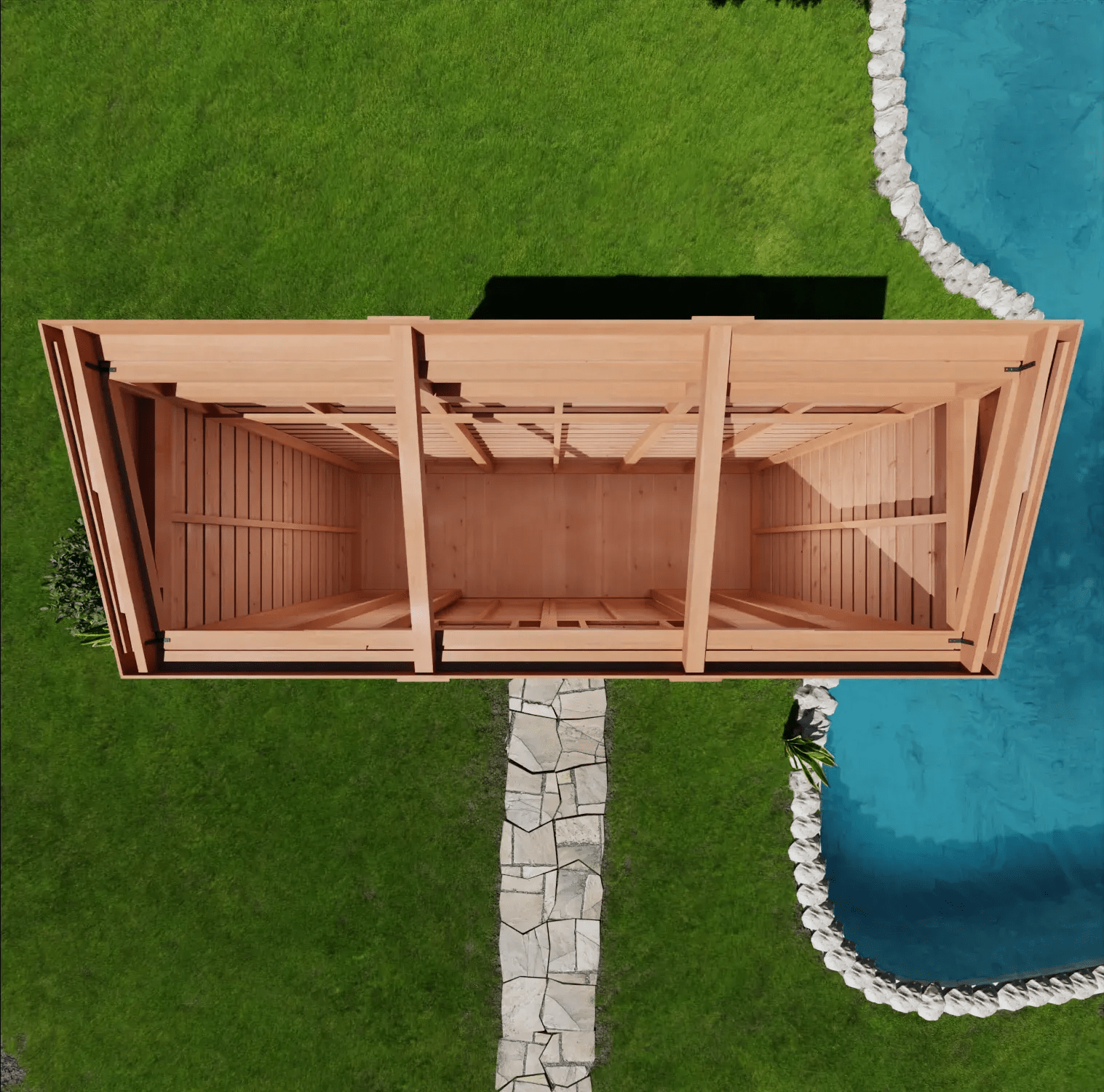 12' x 4' SpaceSaver Storage Shed - Sliding Double Doors Cedar Shingle Roof