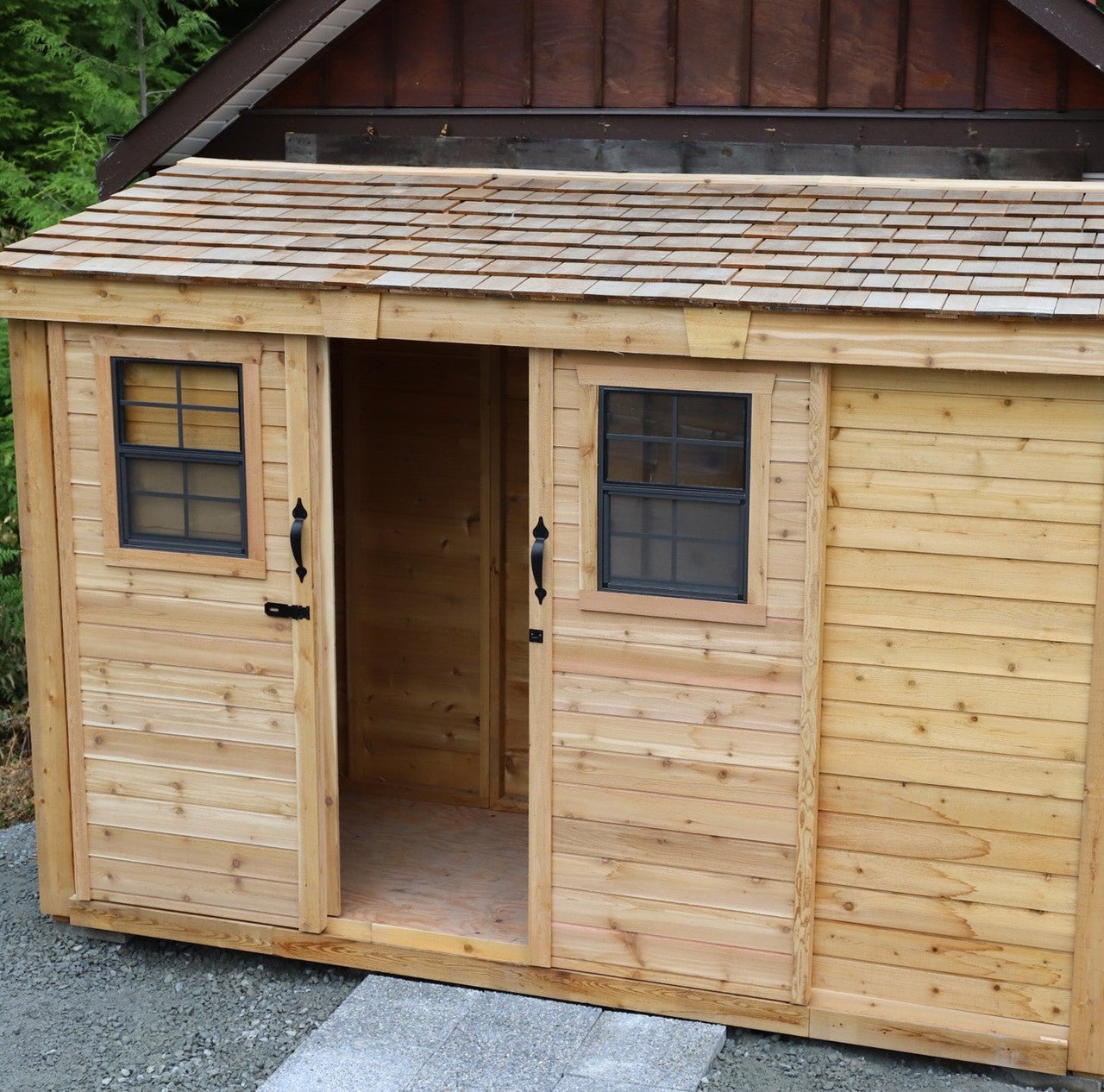 12' x 4' SpaceSaver Storage Shed - Sliding Double Doors Cedar Shingle Roof