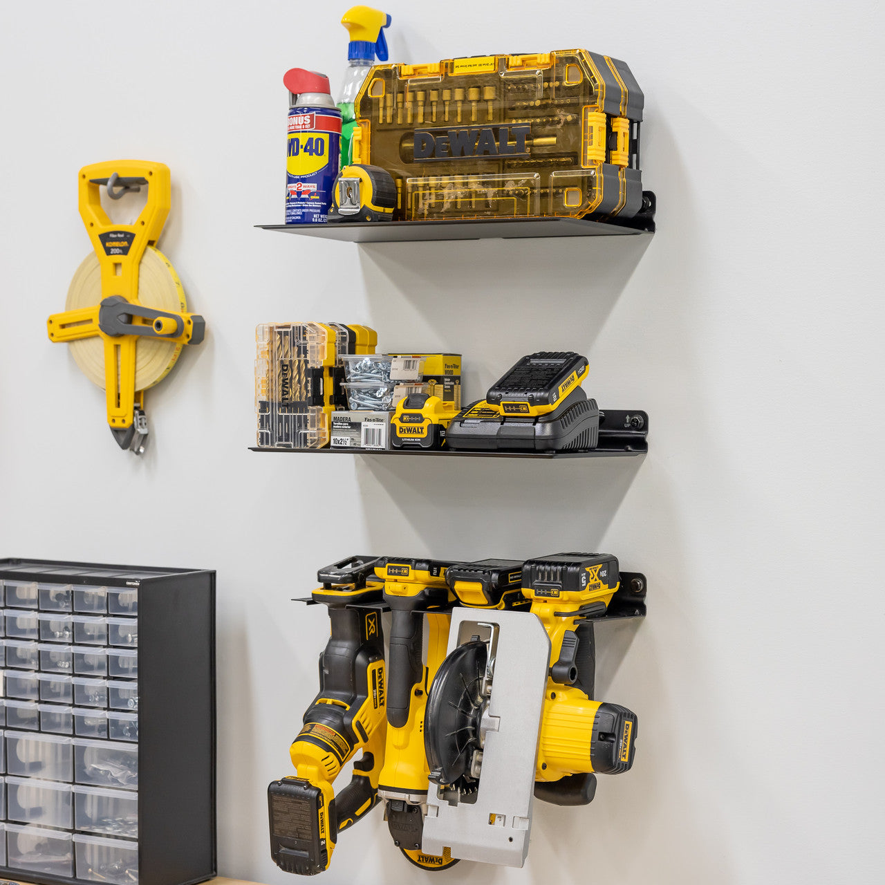Wall-Mounted Power Tool Organizer & Storage Shelves