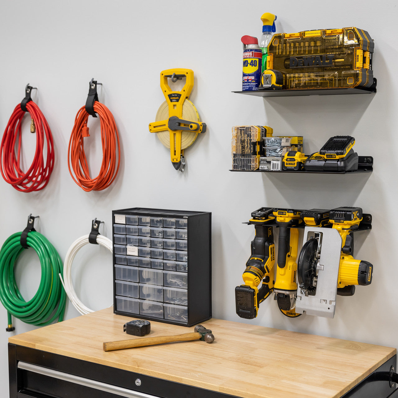 Wall-Mounted Power Tool Organizer & Storage Shelves