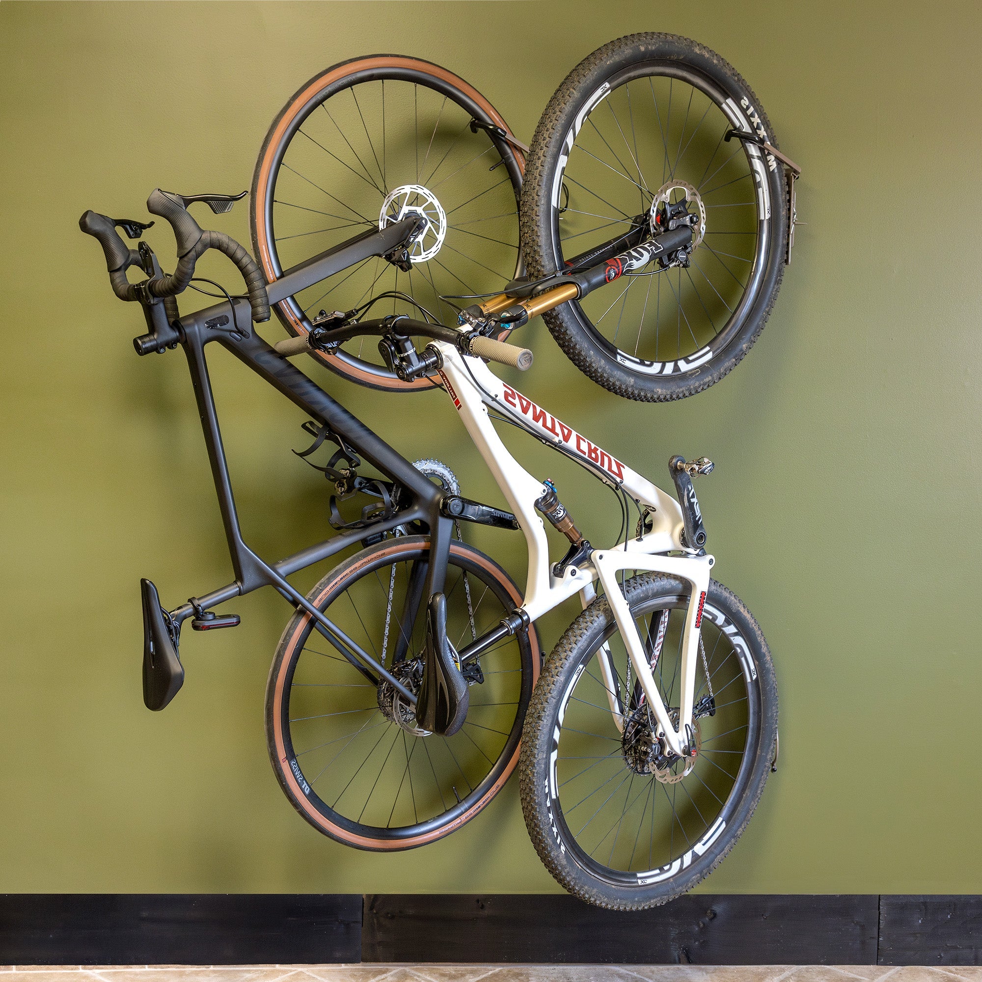 Wall-Mounted Swivel Bike Storage Hooks - 2 Pack