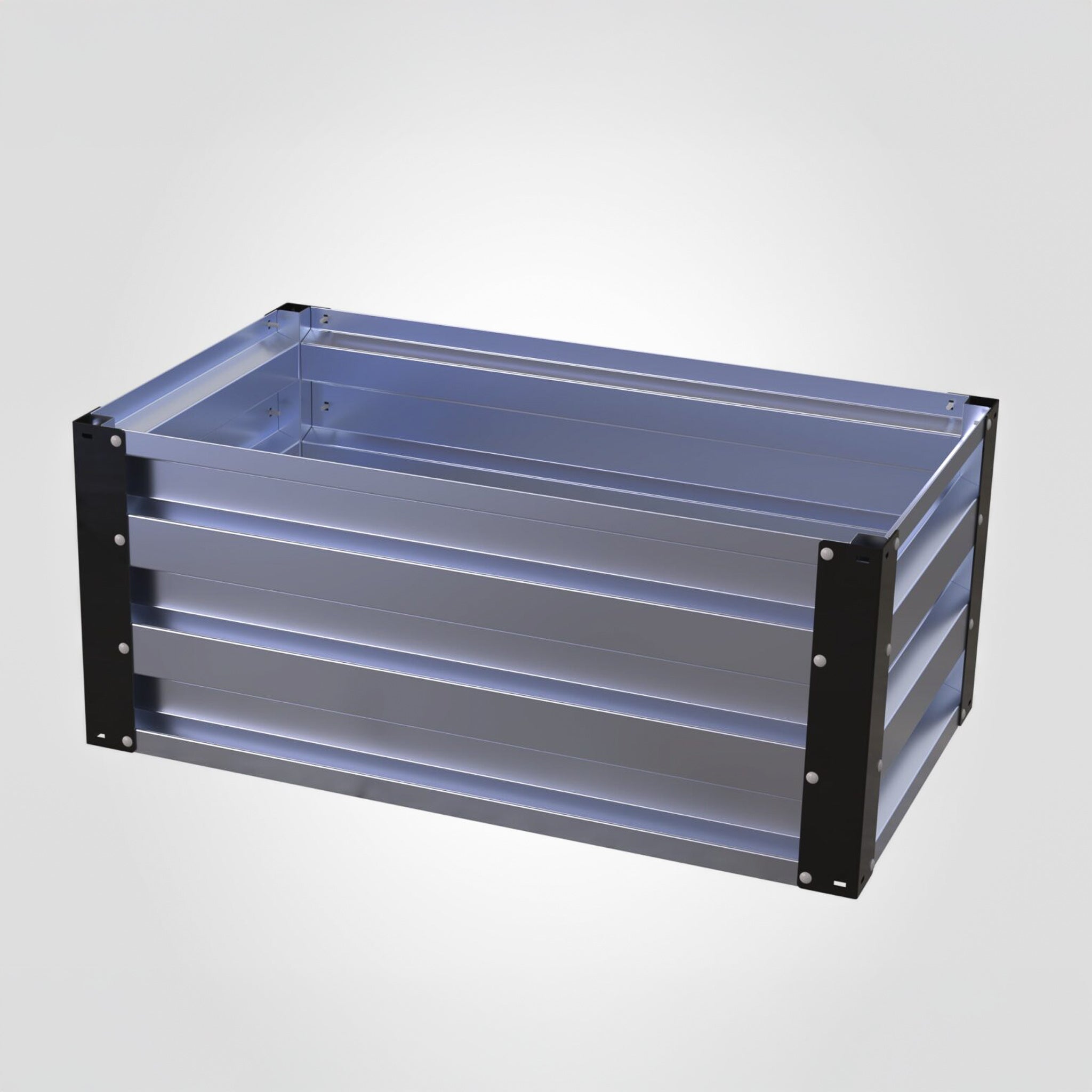 2' x 3.5' Galvanized Steel Raised Garden Bed Kit Black