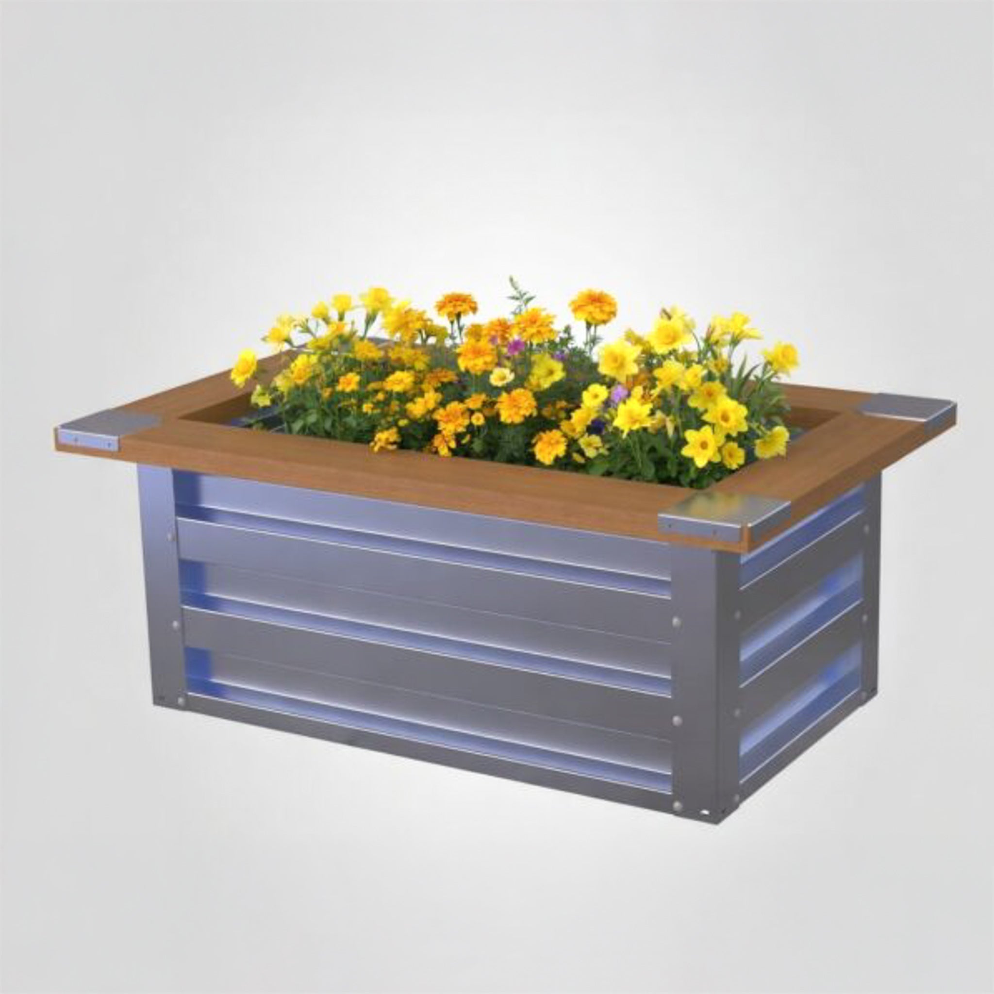 2' x 3.5' Galvanized Steel Raised Garden Bed Kit Chrome