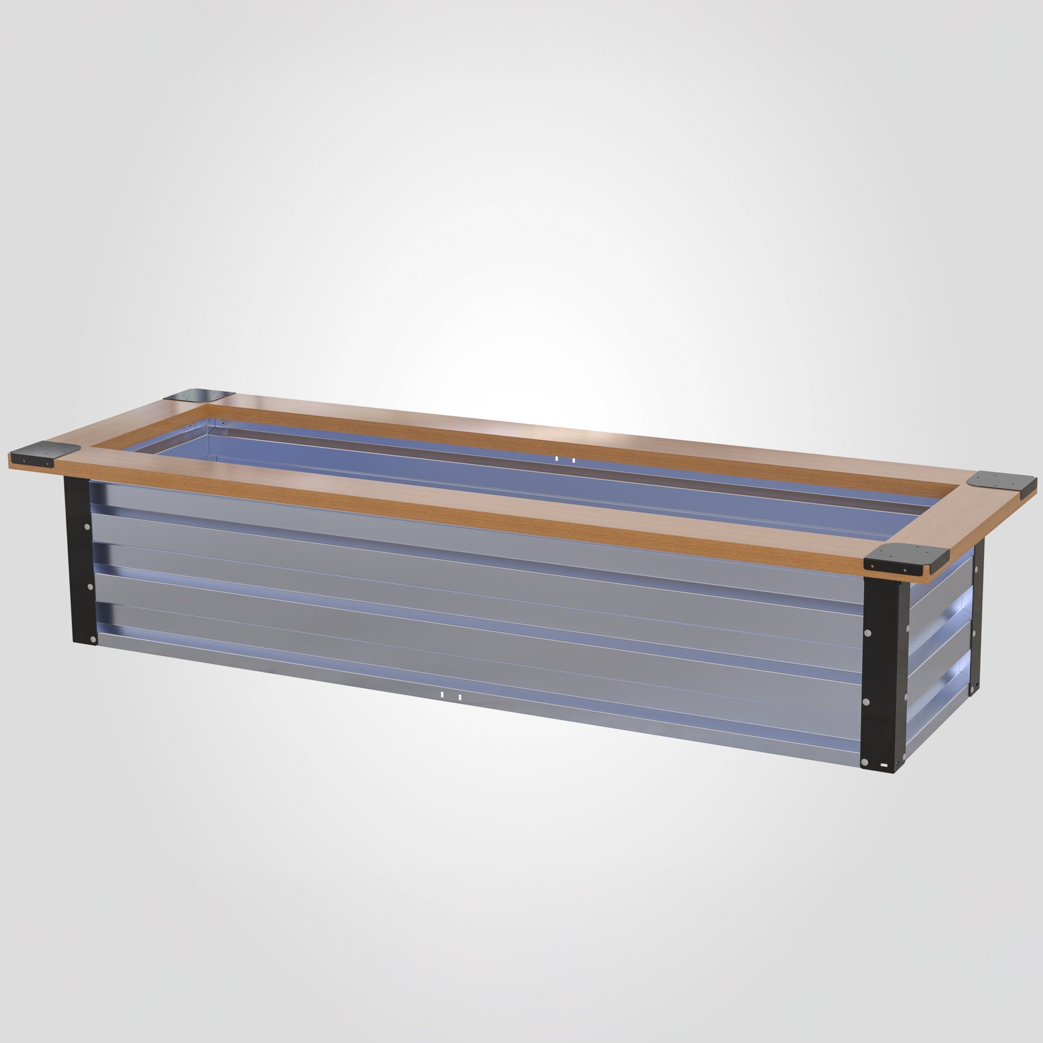 2' x 7' Galvanized Steel Raised Garden Bed Kit Black
