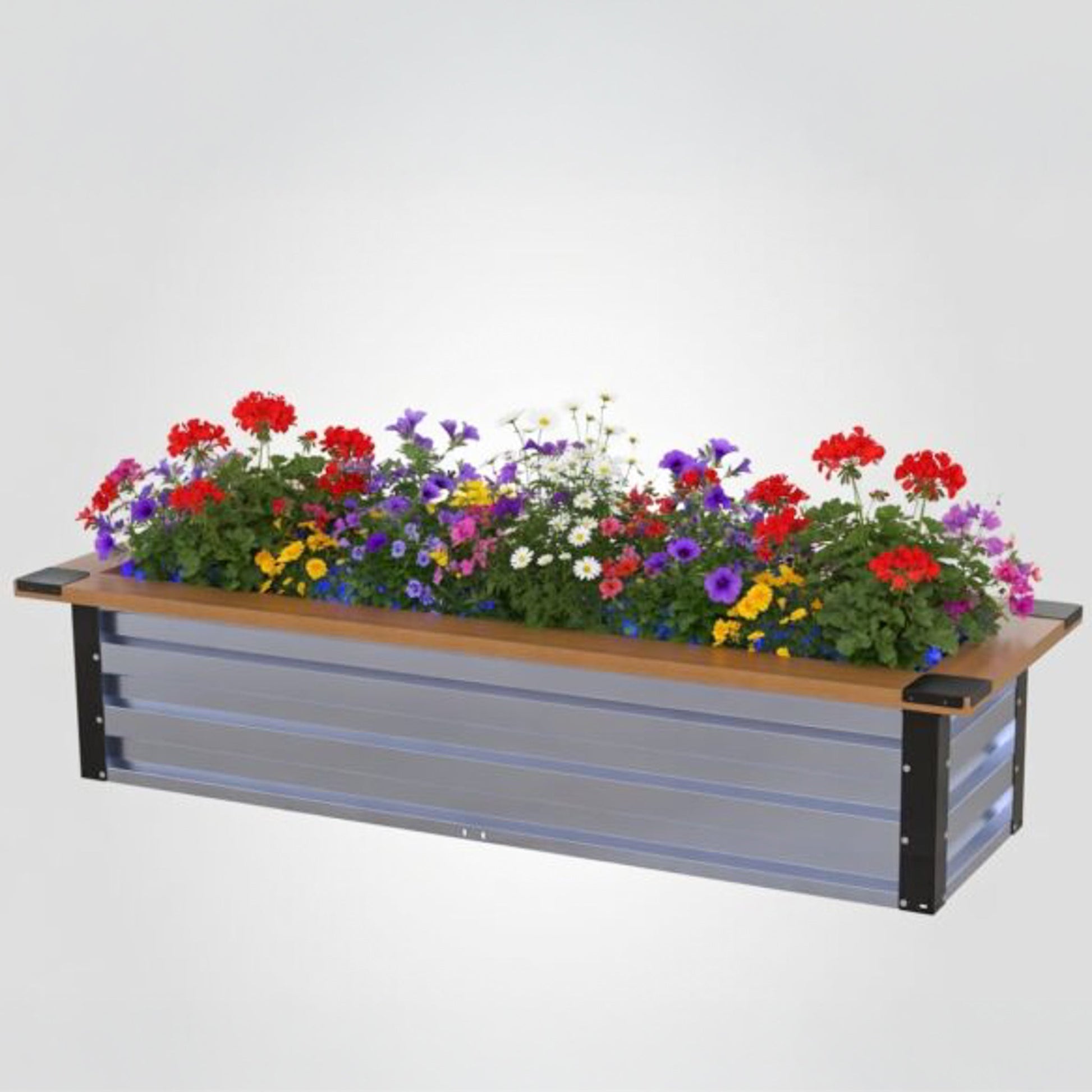 2' x 7' Galvanized Steel Raised Garden Bed Kit Chrome
