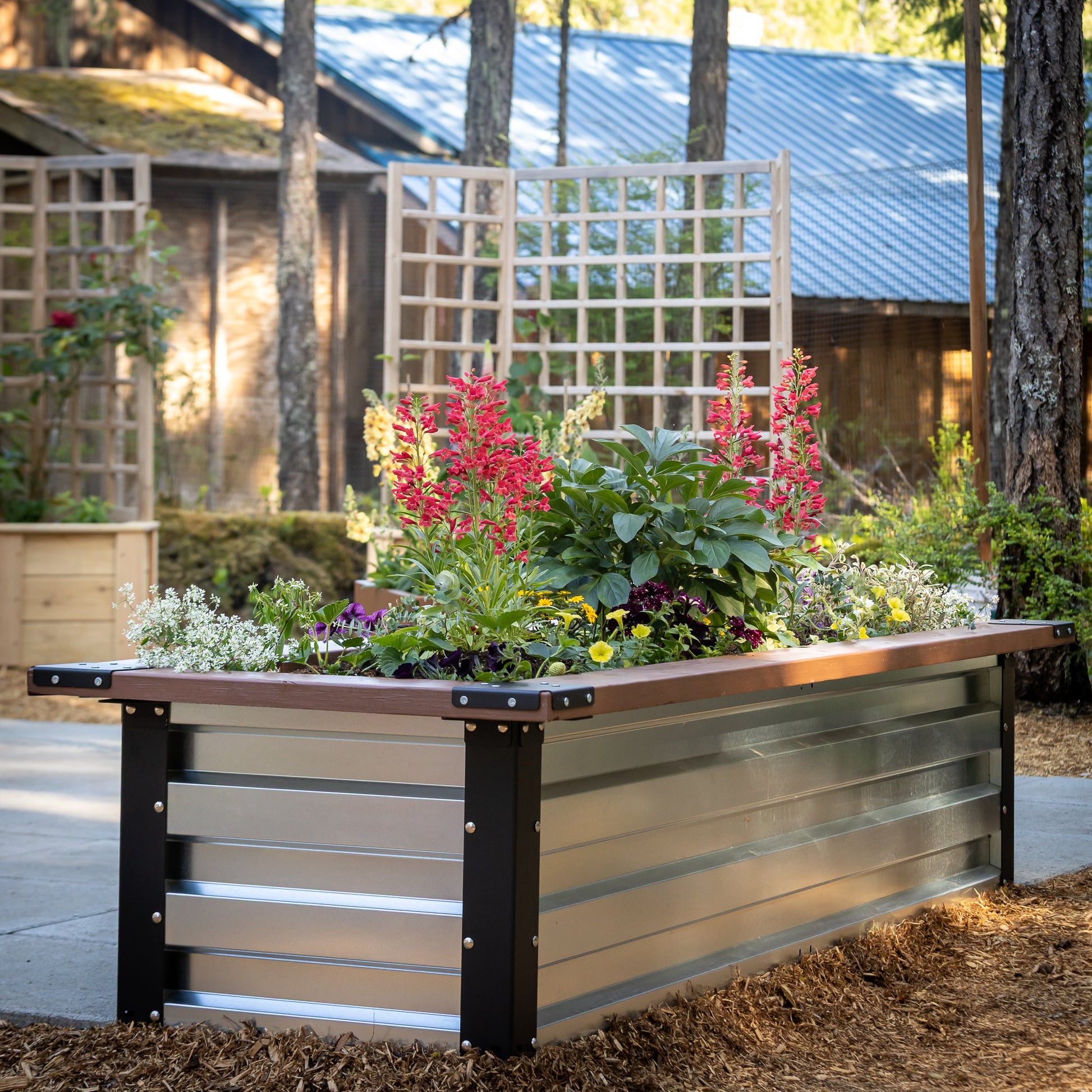 2' x 7' Galvanized Steel Raised Garden Bed Kit Chrome
