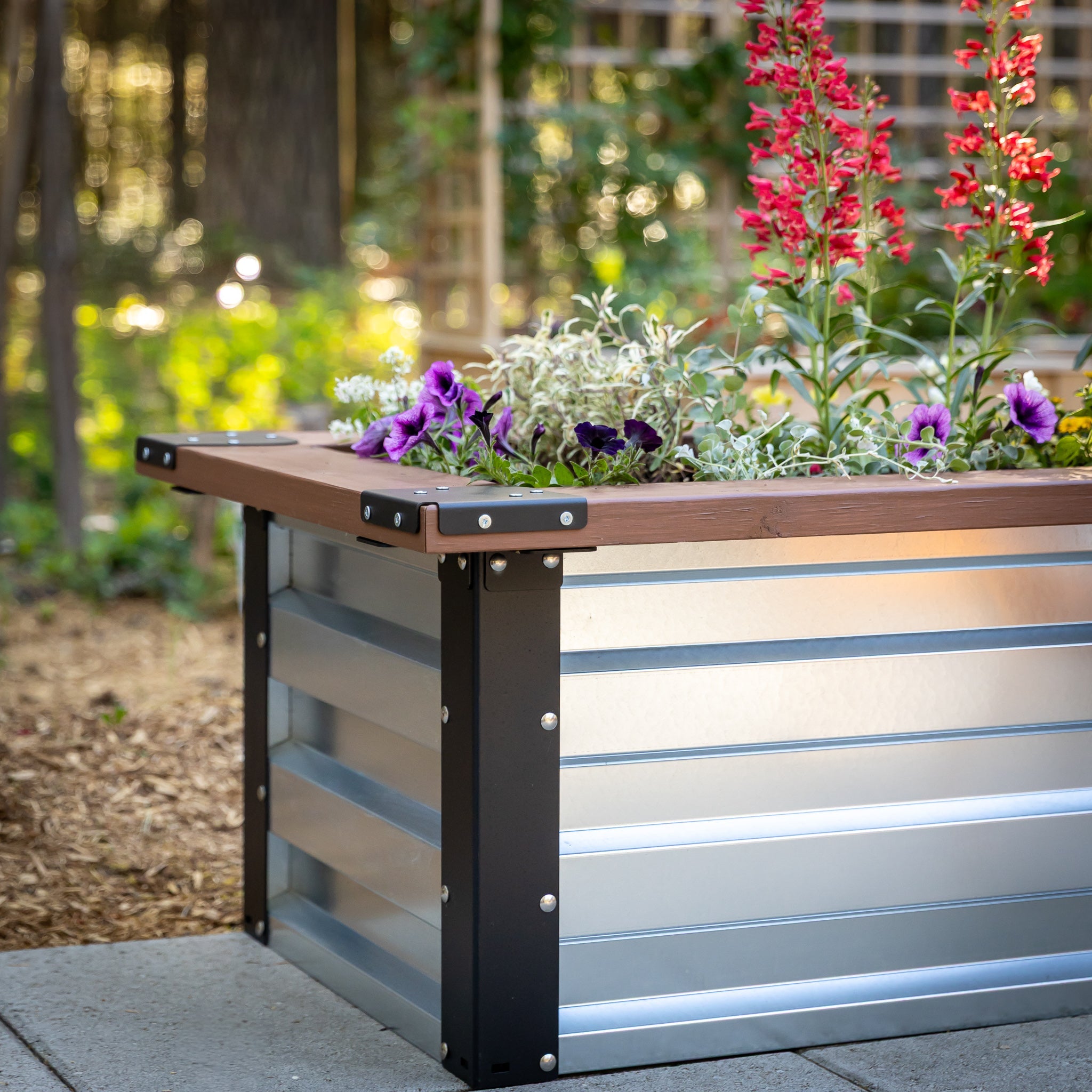 2' x 7' Galvanized Steel Raised Garden Bed Kit Chrome