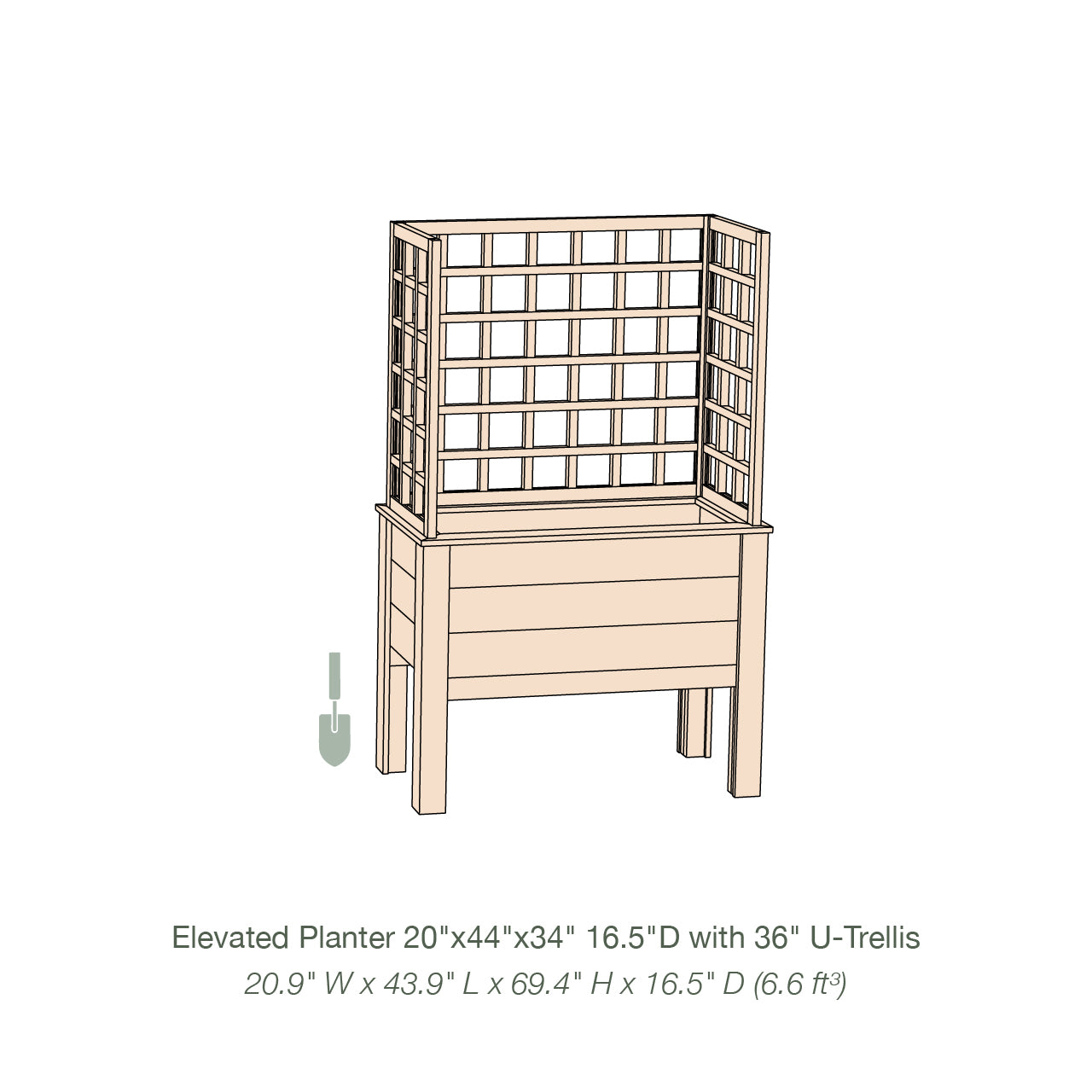 Natural Cedar Elevated Planter with U-Trellis