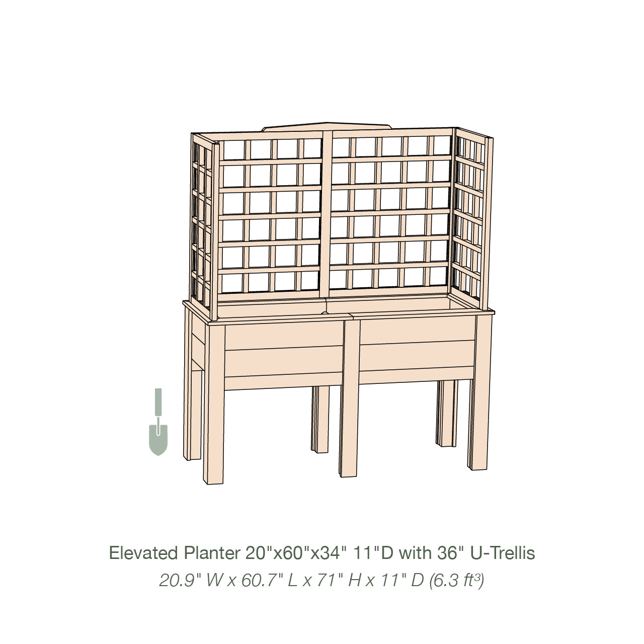 Natural Cedar Elevated Planter with U-Trellis