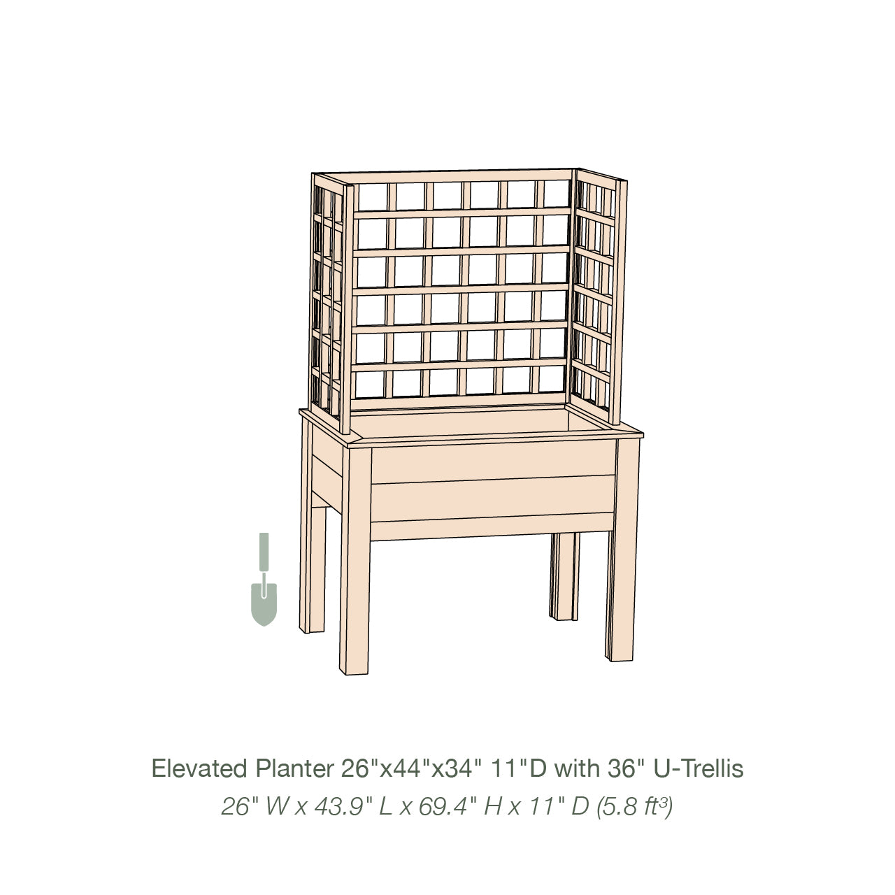 Natural Cedar Elevated Planter with U-Trellis