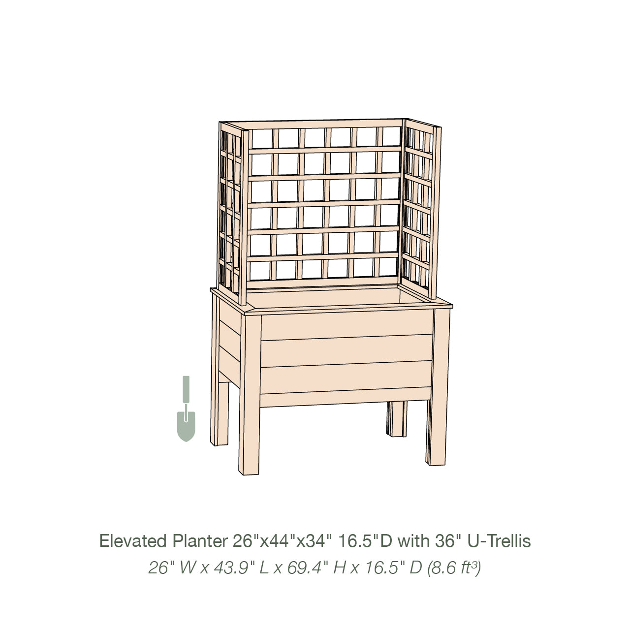 Natural Cedar Elevated Planter with U-Trellis