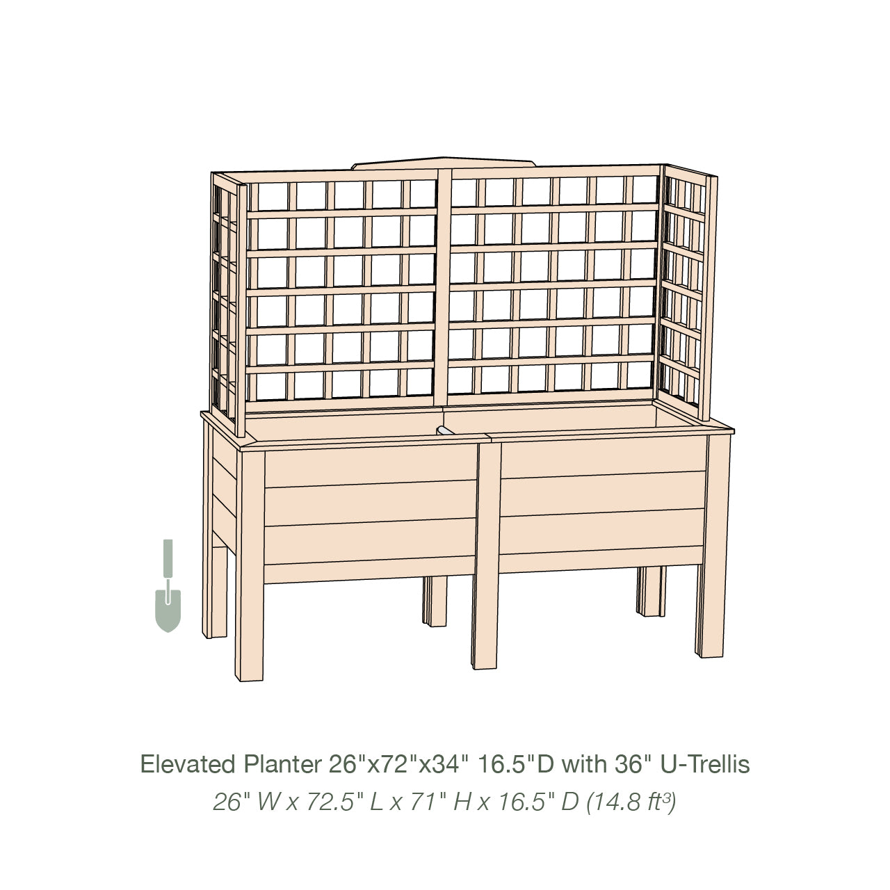 Natural Cedar Elevated Planter with U-Trellis