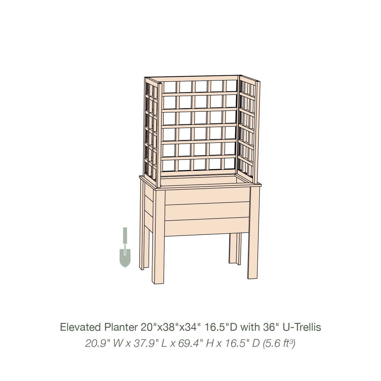 Natural Cedar Elevated Planter with U-Trellis