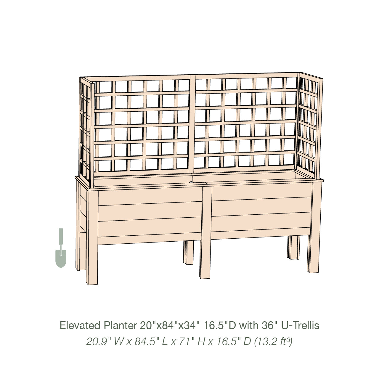 Natural Cedar Elevated Planter with U-Trellis