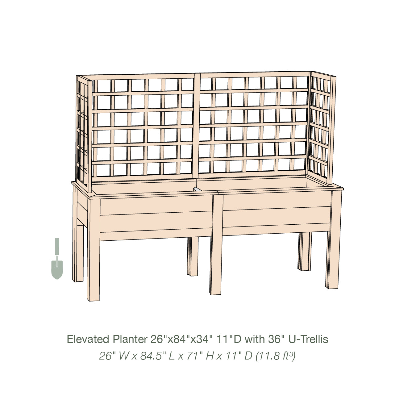 Natural Cedar Elevated Planter with U-Trellis