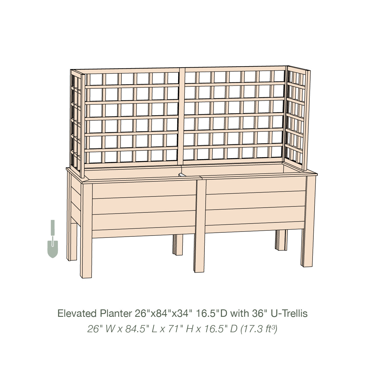 Natural Cedar Elevated Planter with U-Trellis