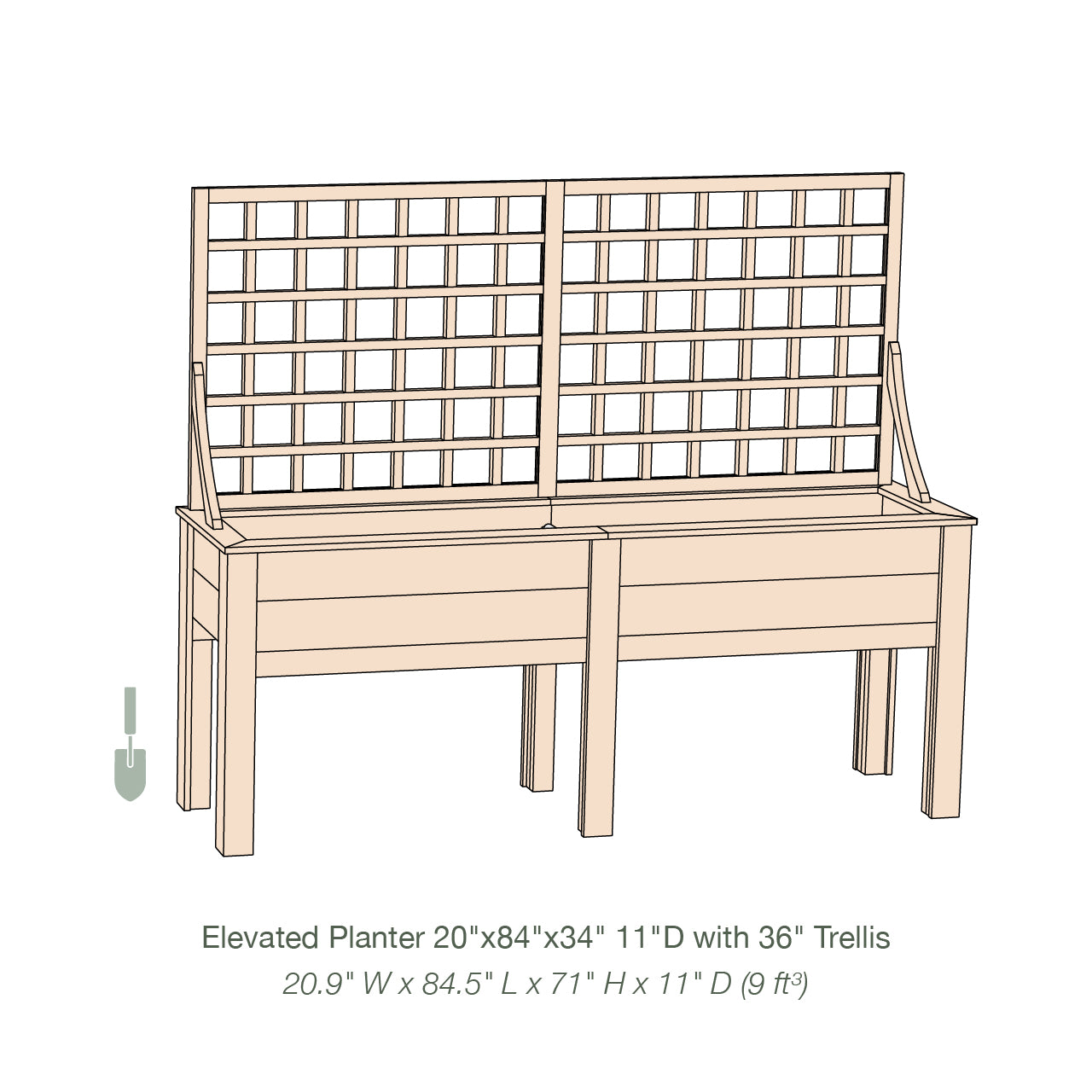 Natural Cedar Elevated Planter with Trellis