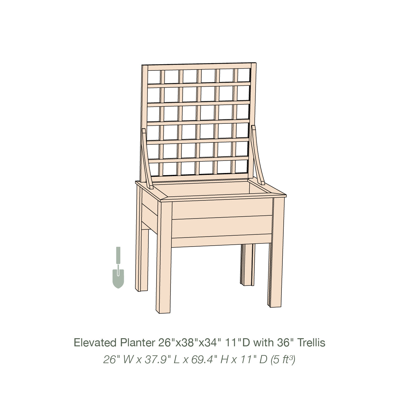 Natural Cedar Elevated Planter with Trellis