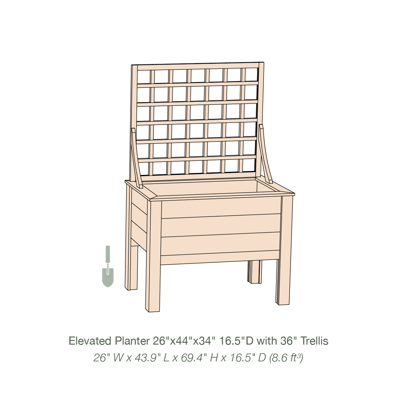 Natural Cedar Elevated Planter with Trellis