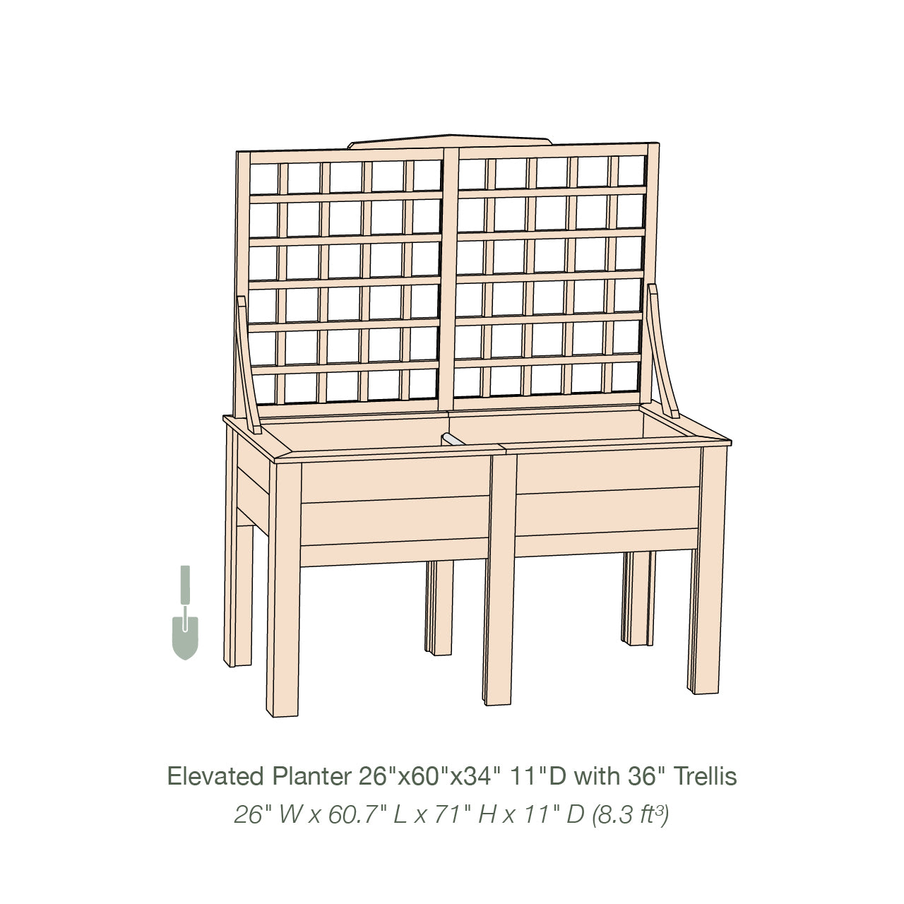 Natural Cedar Elevated Planter with Trellis