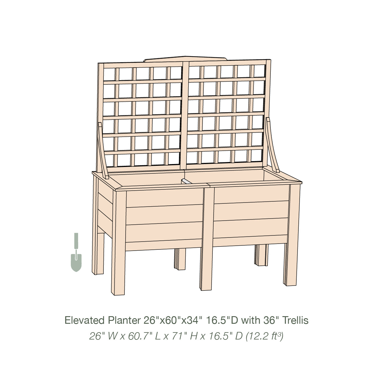 Natural Cedar Elevated Planter with Trellis